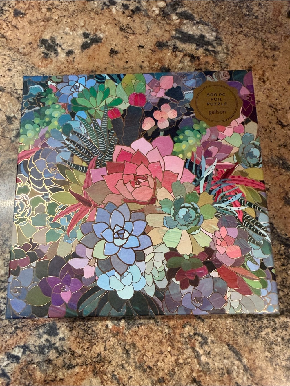 500 piece foil succulent mosaic puzzle